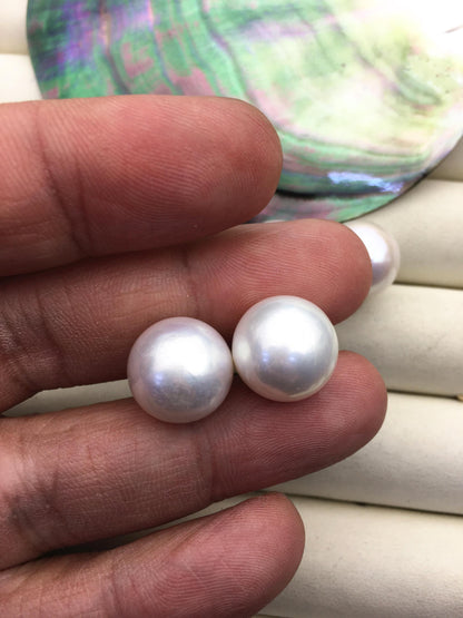 AA+ 13-14mm big white round edison pearl stud earrings,SE3-T9-28