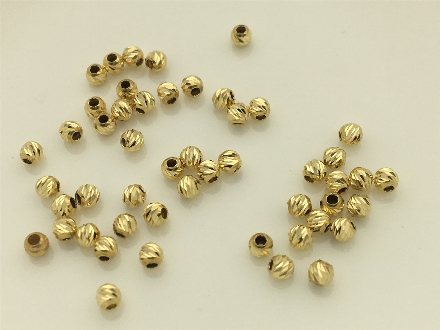 18k Real Yellow 2mm/2.5mm Gold Handmade Bali Style Faceted Round Beads, 18k Gold Beads. 18k Spacer Beads,ASG-PJ-004
