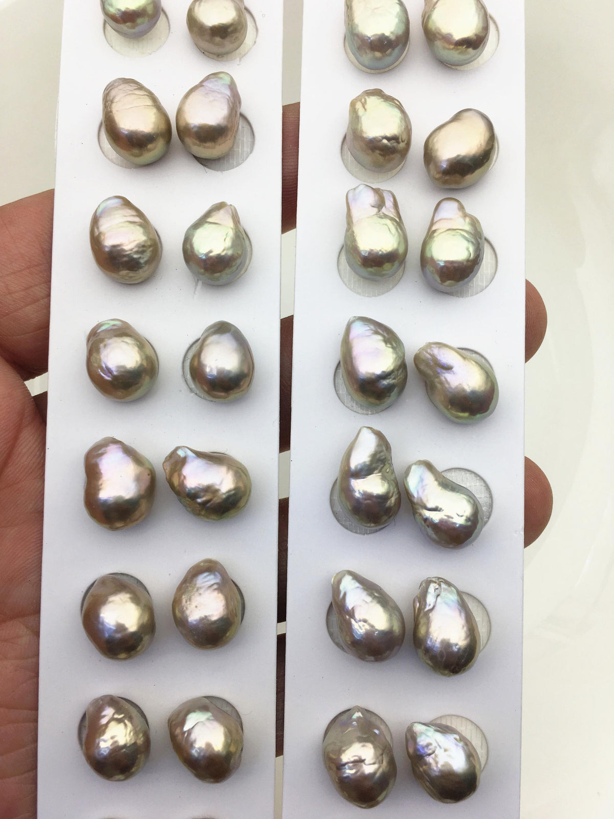 5pairs AAA 9-10mm rainbow baroque drop edison freshwater pearl Pair,no hole,ED11-3A-2-12