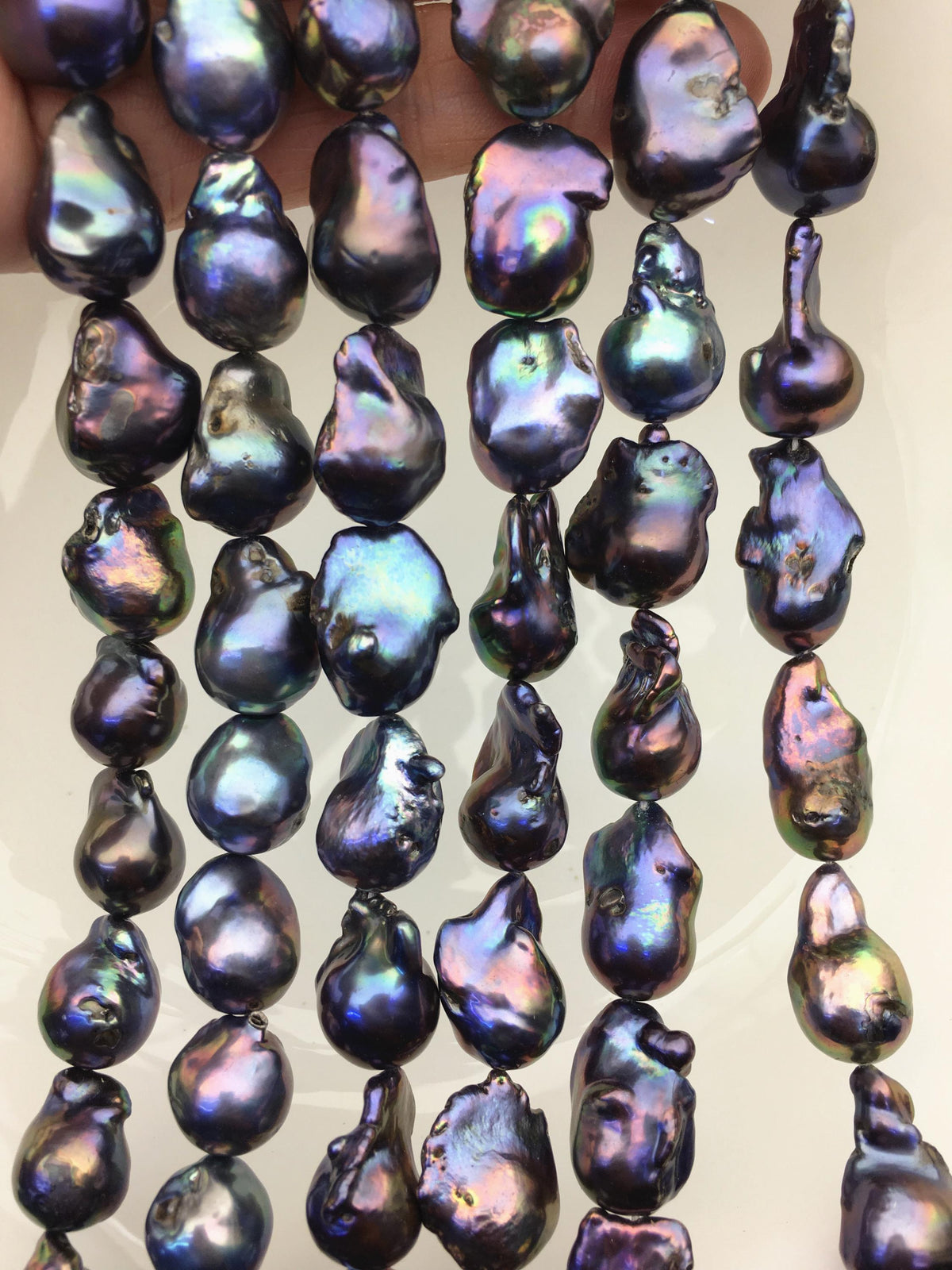 15.5'' AA 12-17mm Black Rainbow flame ball pearl,FL15-2A-5-16