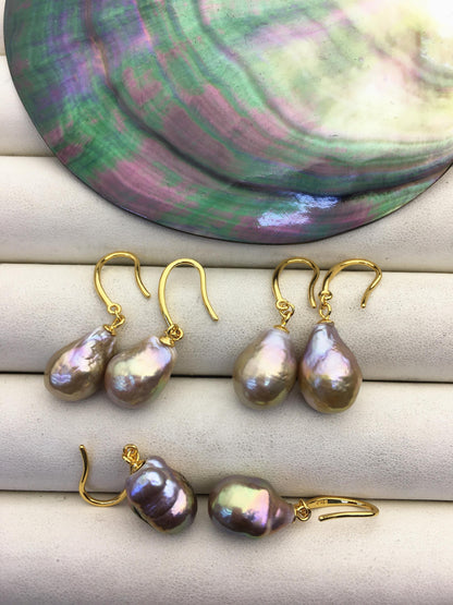 AAA 10-11mm natural color rianbow drop edison pearl dangle earrings,S925 Sterling Sliver earrings,wedding pearl earrings,SE3-T9-43
