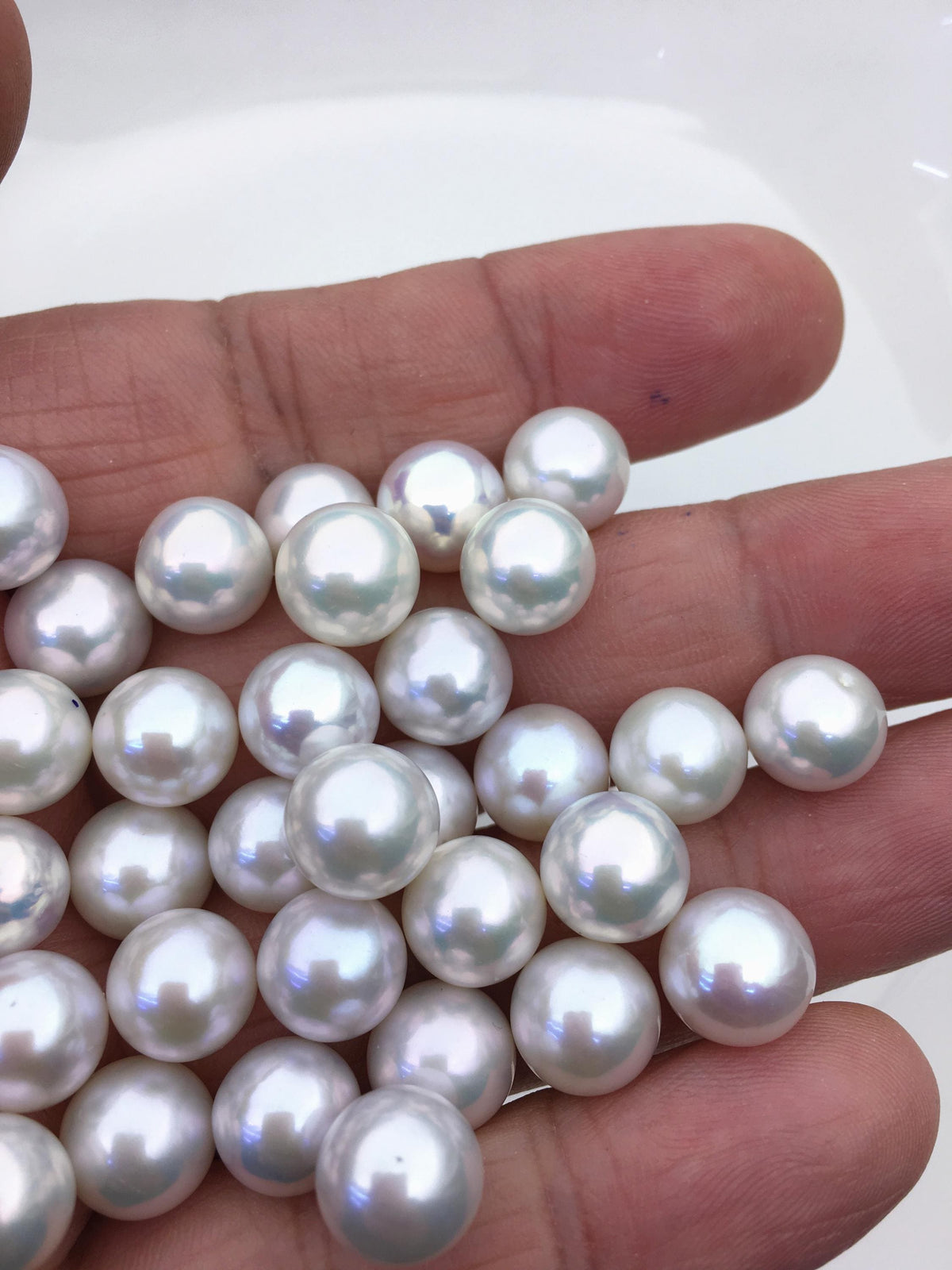 15pcs AAA+ 9-10mm white round freshwater pearls,no hole,RP9-T4