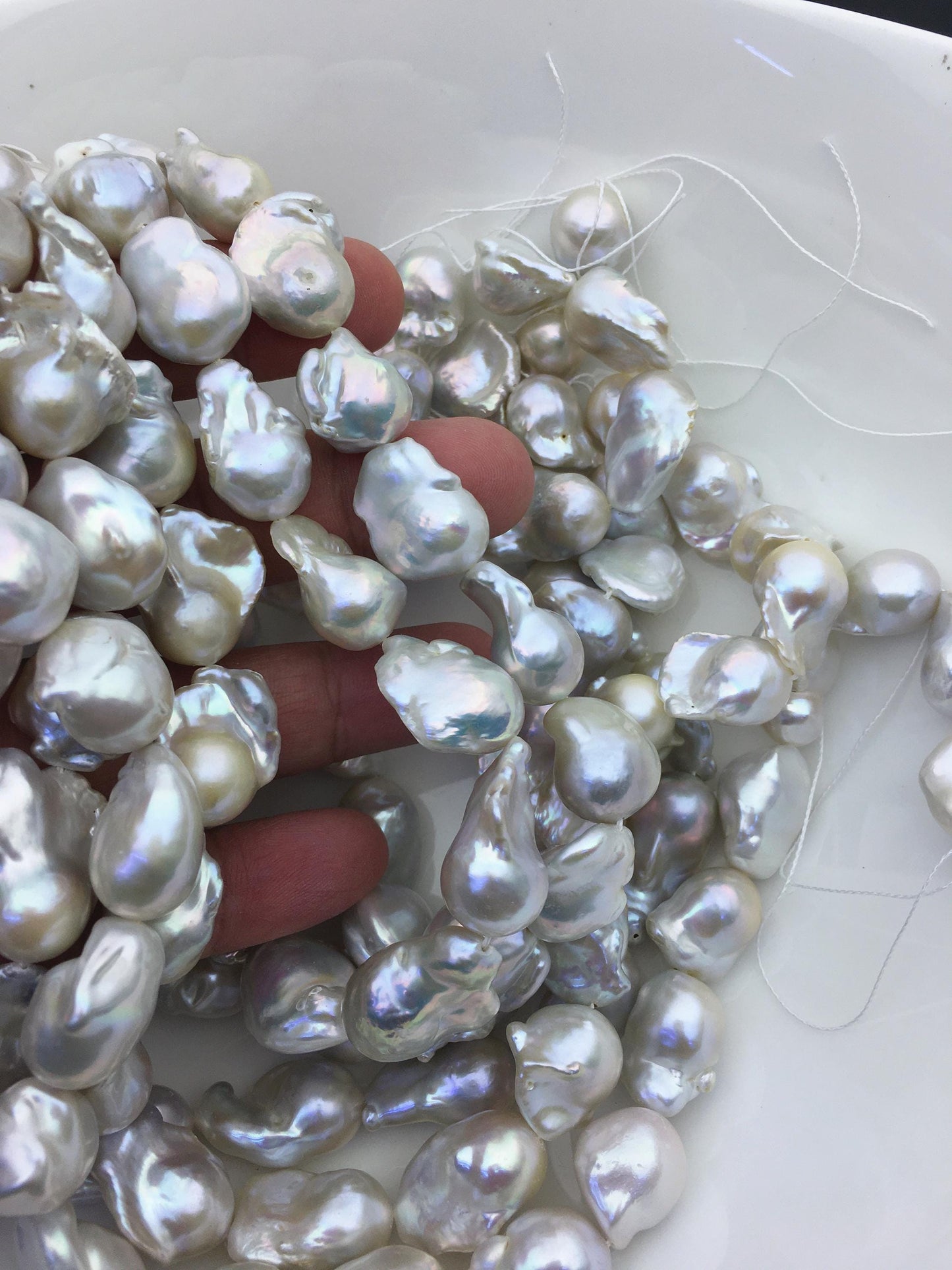 15.5'' AAA- 13-16mm Natural White flame ball pearl,FL15-3A-7-34