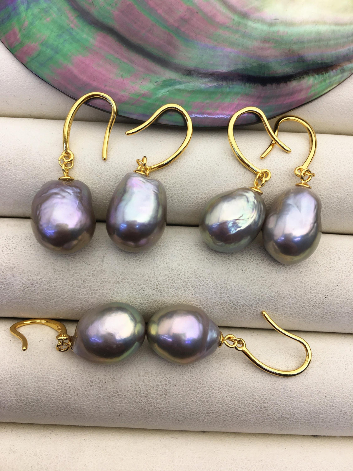 1 pair AAA 11-12mm gray drop edison pearl dangle earrings,S925 Sterling Sliver earrings,SE3-T9-64