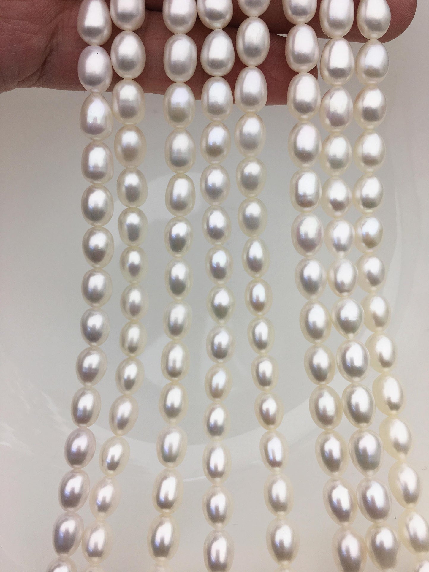 AAA 6.3-7.3mmx8.5-9.5mm white rice freshwater pearls,LR7-3A-78