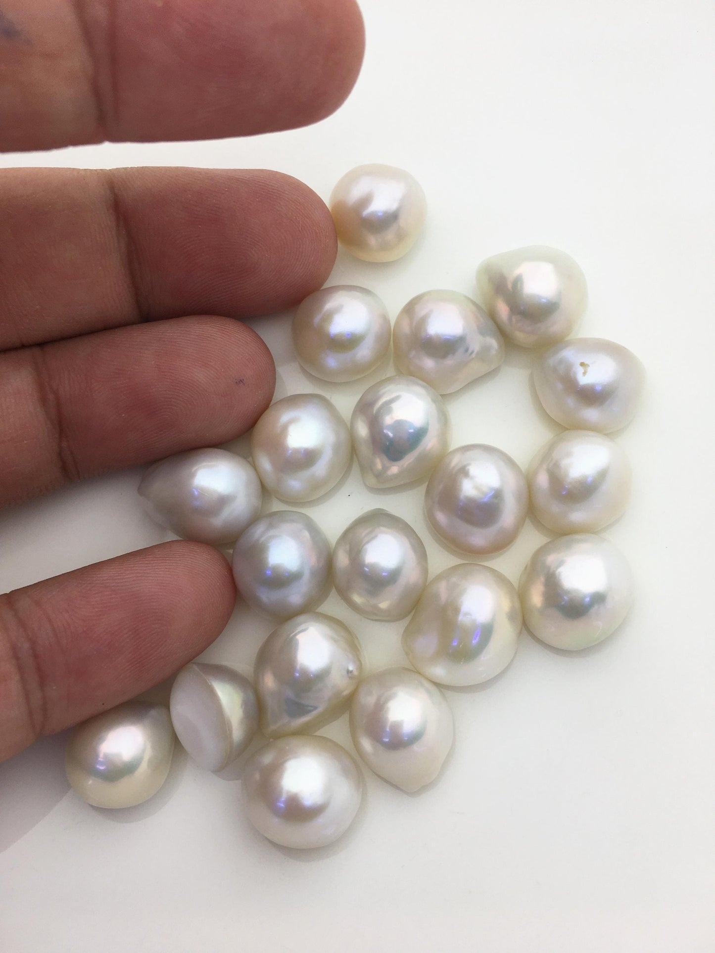 9pcs AAA 12-13mm Baroque Mabe Natural White Rainbow Freshwater Pearls,no hole,MB-T47