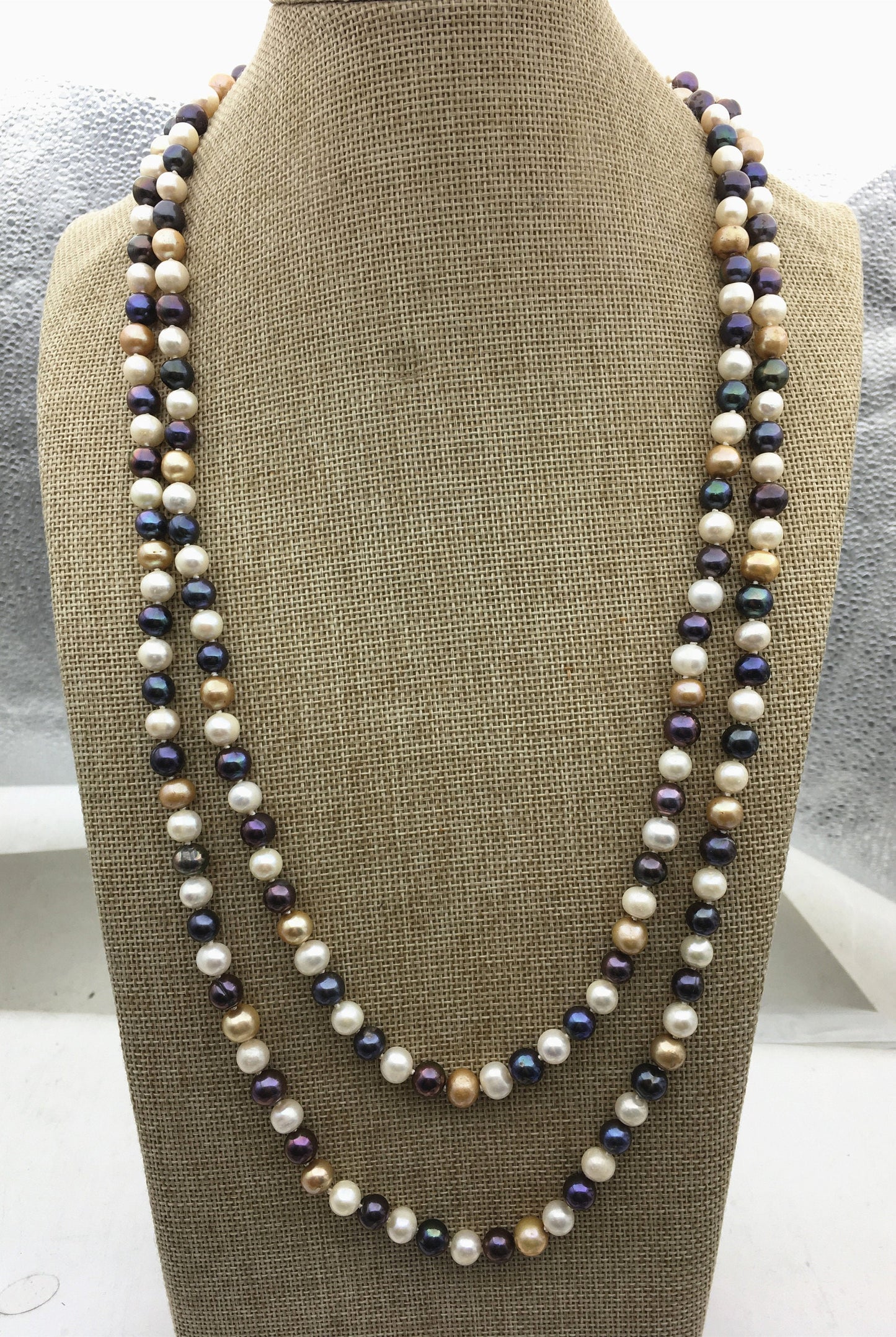 60'' AA+ 8mm black near round freshwater Pearl necklace,NPN1-112