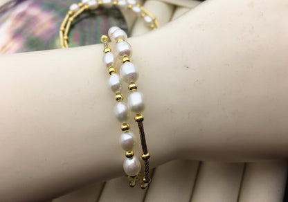 6.5'' AA+ 6-7mm white color rice pearl handmade bracelet, B8-055-8