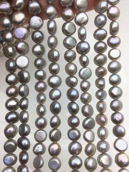 AAA 7-8mm gray nugget freshwater pearls,irregular nugget freshwater pearl strand,LM7-T8