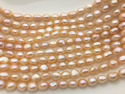 AAA 8.5-9.5x10-12mm pink nugget pearls,peach pearl necklace,LM9-3A-1-2