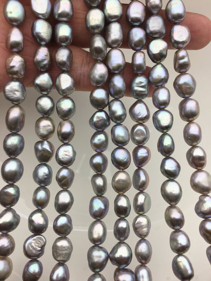 AAA 8.4-9.3mm Gray nugget freshwater pearls, gray baroque pearl necklace,LM9-T10