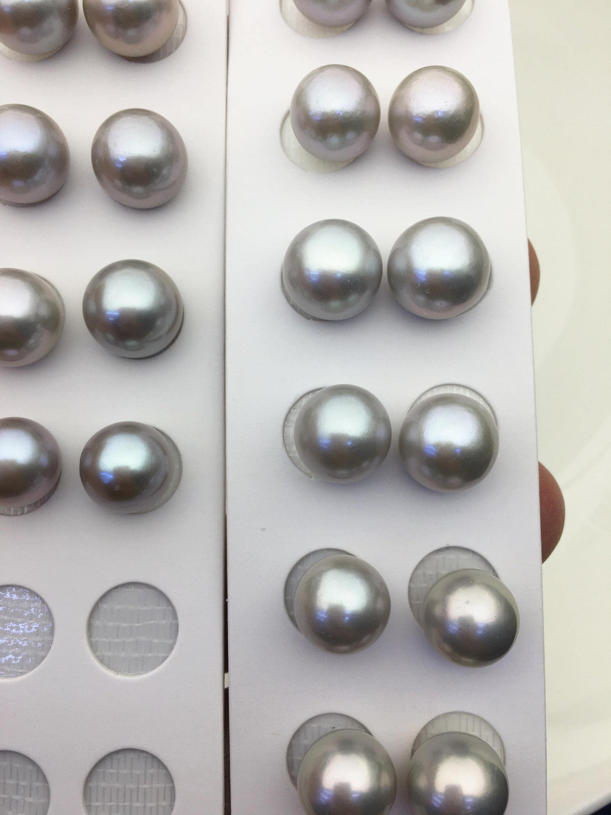 2 pairs AAA 10-11mm gray round freshwater pearls pair,half hole,RP10-3A-3