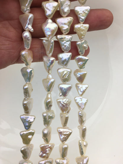 AA+ 11-12mm White Thick Triangle Shape Freshwater Pearl,ZS-103-9
