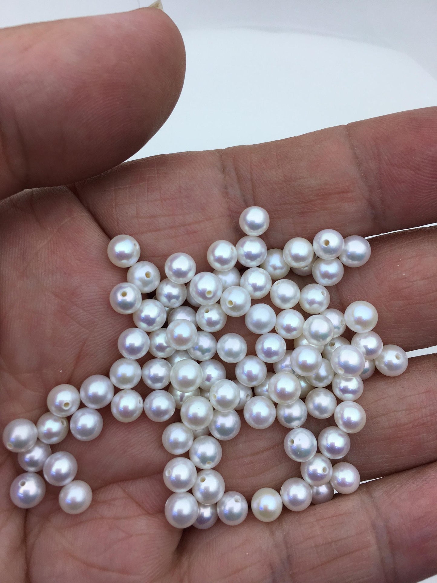 10pcs AAA 4.5-5mm white seed round freshwater pearls,tiny pearl supply,0.9mm half drilled,diy jewelry,RP4-3A-6