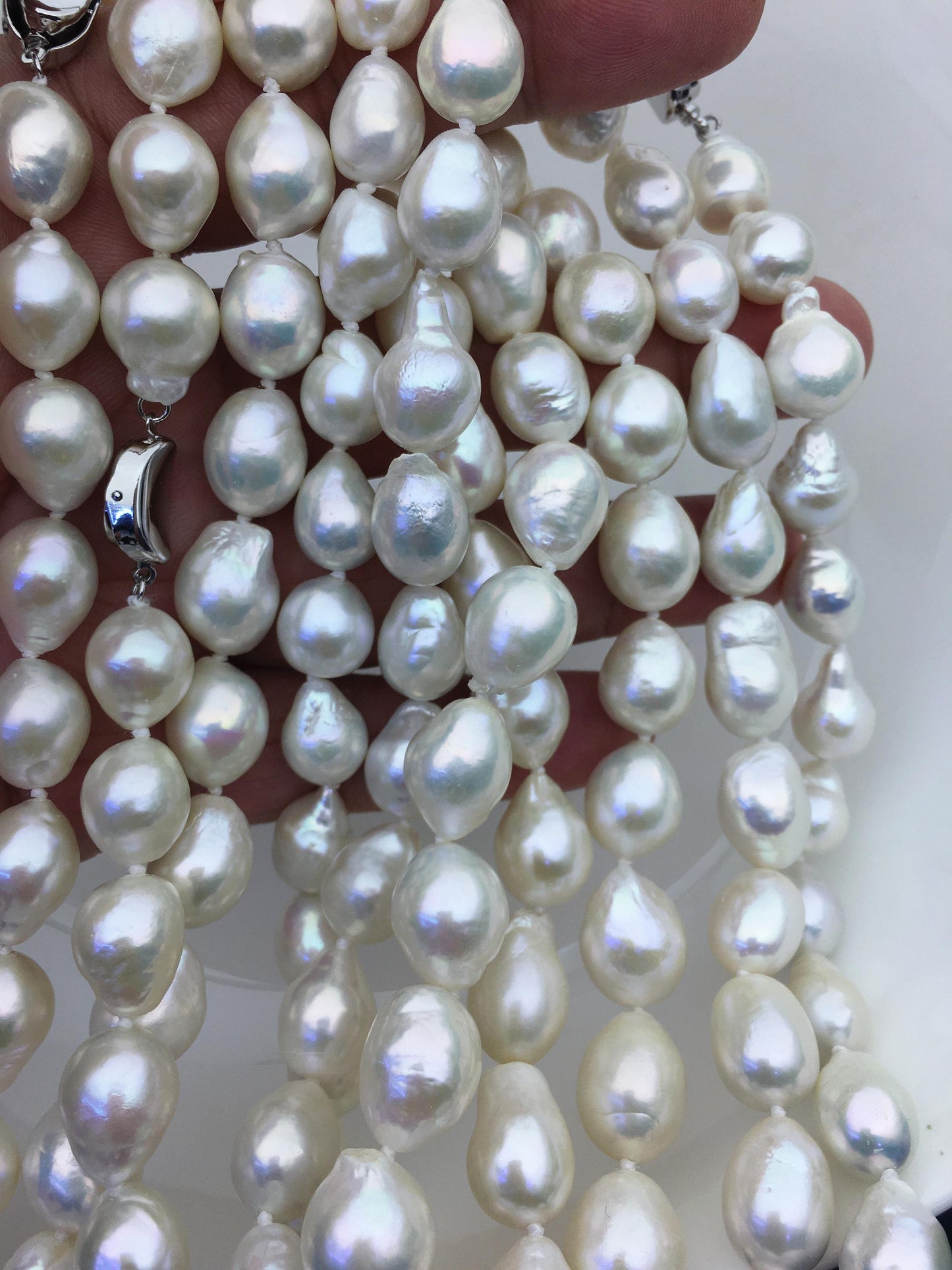 17.5'' AA+ 11-13mm white big baroque drop edison freshwater pearl necklace,NPN1-T30-8