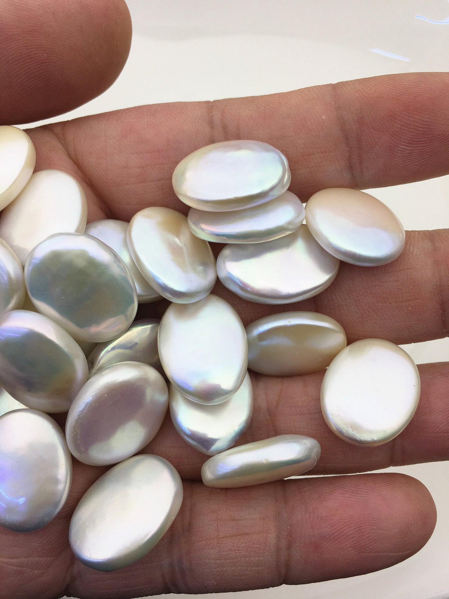 1pc AAA 15x20mm Big White ellipse Freshwater Pearl,no hole,ZS-119-13