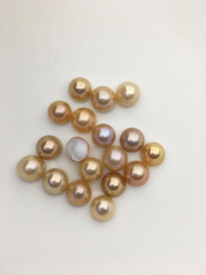 18pcs AAA 11-12mm Natural Orange Baroque Mabe Natural Rainbow Freshwater Pearls,no hole,MB-T13