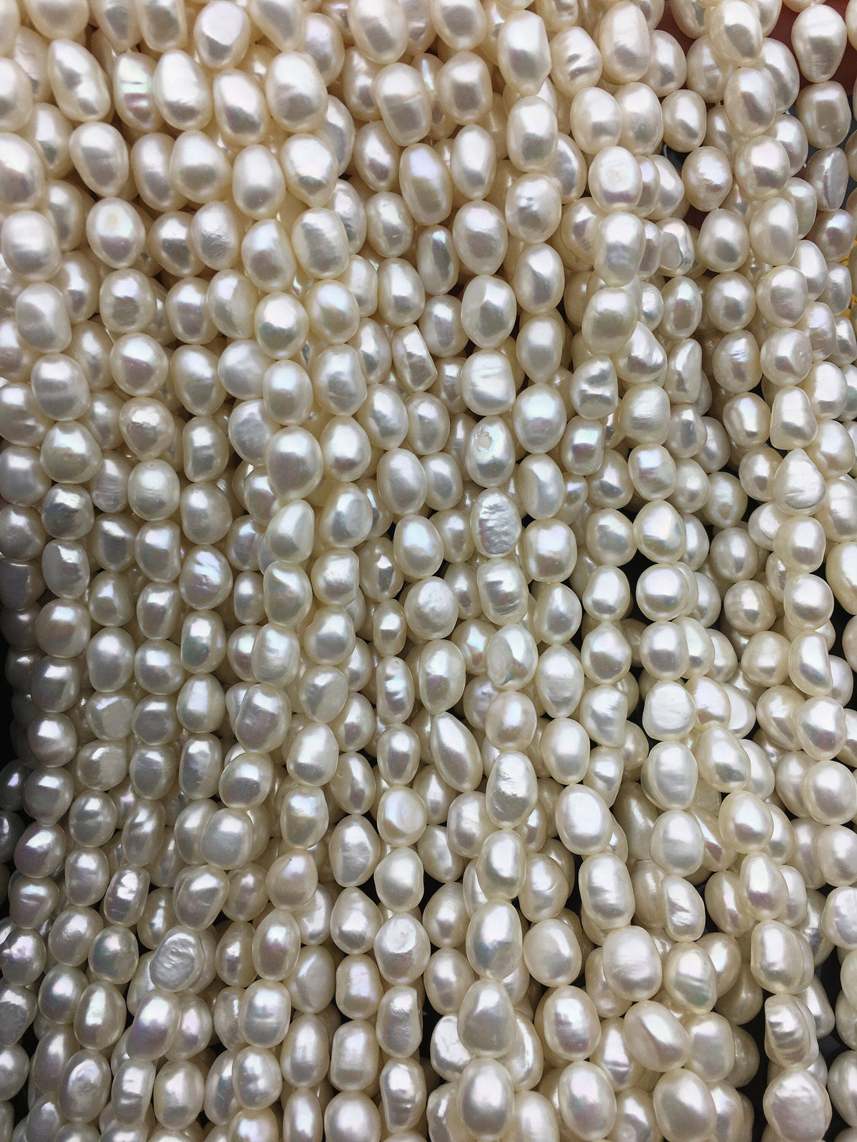 AAA- 7.4-8.4mm white nugget freshwater pearls,white cultured freshwater baroque pearl bead string,LM8-3A-12