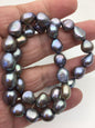 7'' 9-10mm AA+ gray nugget Freshwater pearl Elastic string Bracelet,B8-062