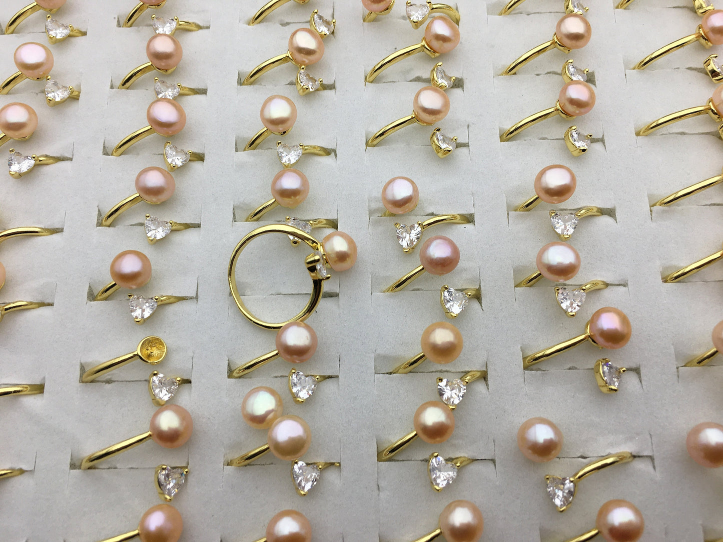6pcs Gold Open AAA pink pearl ring,inexpensive engagement rings,fashion rings,fake diamond rings real pearls,inexpensive ring,R1-088-7
