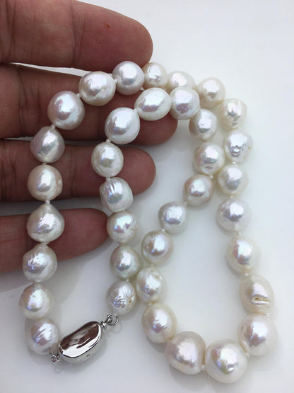 17.5'' AA+ 9-11mm white baroque drop edison freshwater Pearl necklace,genuine Natural Pearl Necklace,NPN1-T30-6