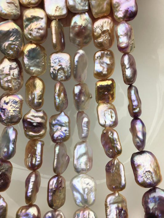 AA+ 15-18mm mix color thick rectangle freshwater pearls,diy bead,flat block pearl bead,ZS-103-31