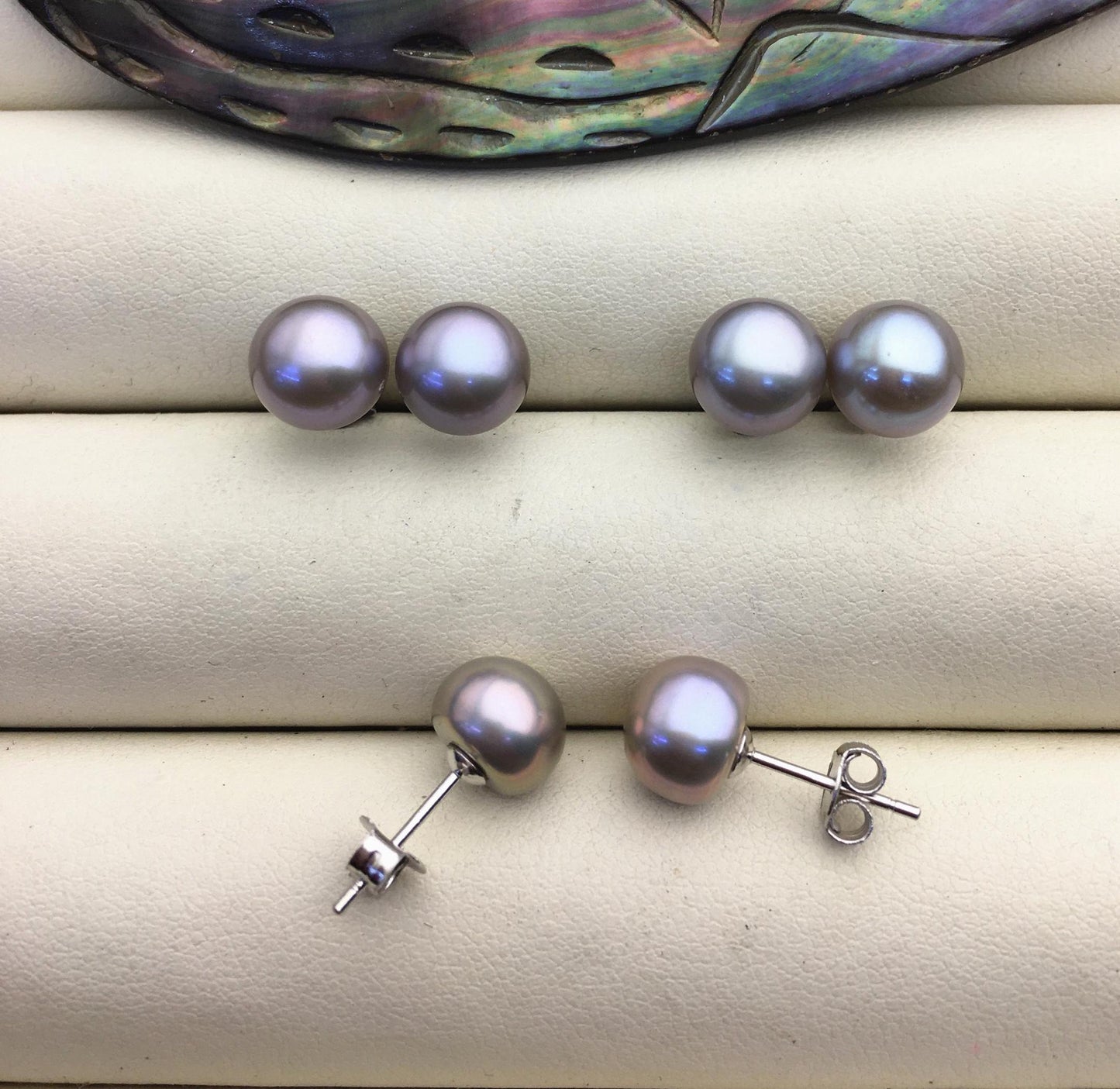 AAA 8-9mm Gray Golden stud Pearl earrings,Wedding,Happiness,bridal,birthday,SE1-066