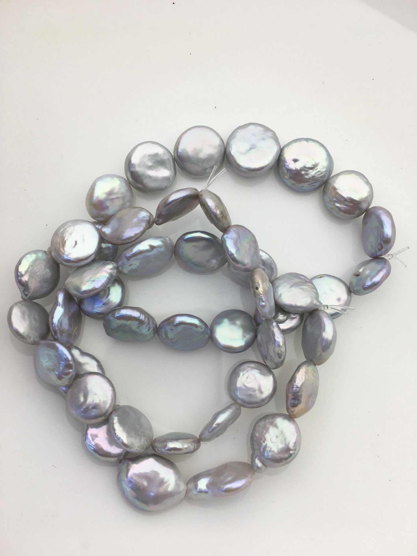 1pc 7 inchs AA+ 10-12mm Gray Coin Freshwater pearl Elastic string Bracelet,B8-010