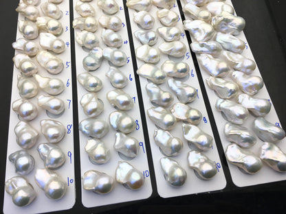 1 pair AAA 14-18x20-28mm White Flame ball Pearl Pairs-0.9mm top half hole-large Baroque freshwater pearl pairs,Fire Ball Pearl,FL15-3A-8-43
