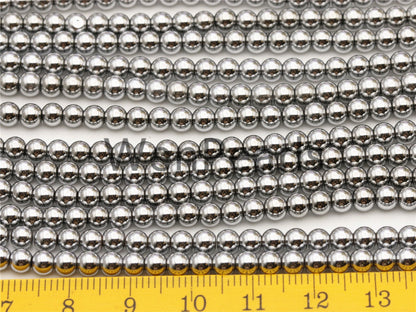 Hematite White Gold,silver Gray 3mm Smooth Round,AAA, 135 beads,15.5 inches,G50-R3-005