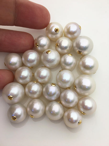 1pc AA+ 11-16mm 18k solid gold White Round Edison Pearl Pendant,NC1-015
