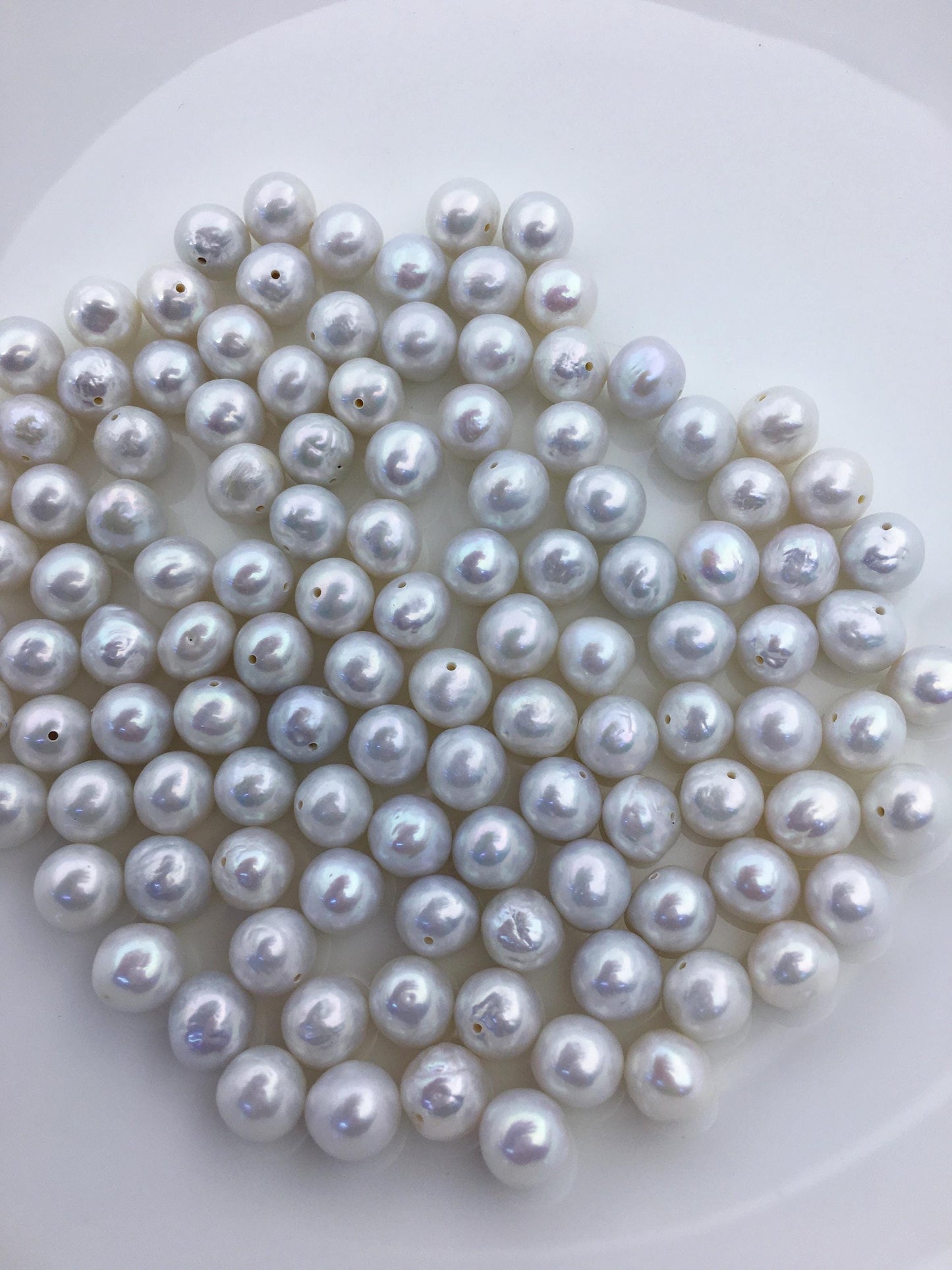 30pcs AA+ 8-8.5mm white baroque near round freshwater pearls,half hole,RP8-T5