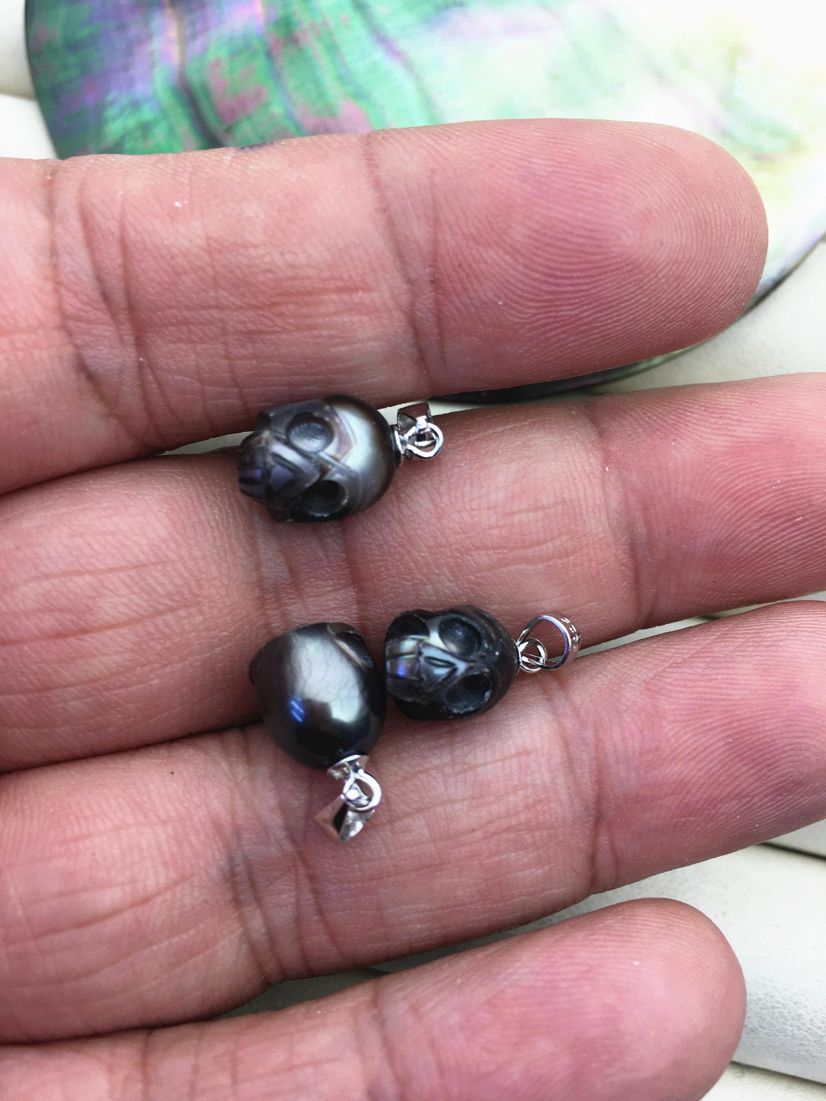 1pc AAA 8-9mm Black HandMade Carved Skull Freshwater Pearl Beads For necklace pendant earrings,DIY pearl,NC1-012-5