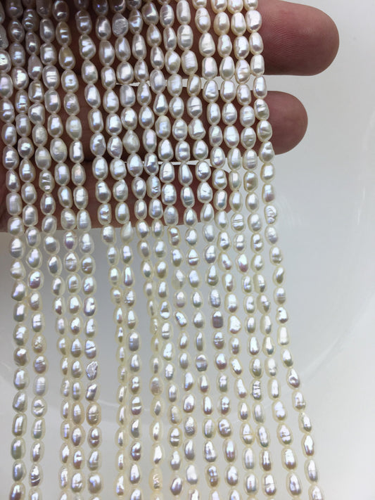 AA 3.5-4x4-6mm white rice freshwater pearls,oval loose pearl beads,genuine pearl,Cultured pearl,diy pearl beads,LR3-2A-4