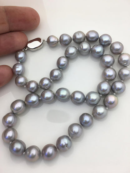 17.5'' AA+ 9-11mm gray drop edison freshwater pearl necklace,NPN1-T30-14