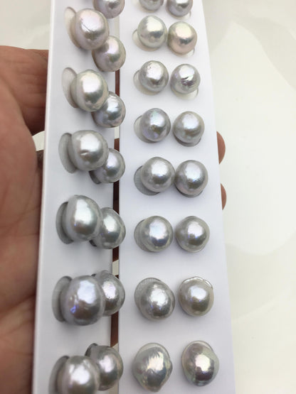 5pairs AAA 10-11mm Gray baroque drop edison freshwater pearl Pair,no hole,ED11-3A-2-23