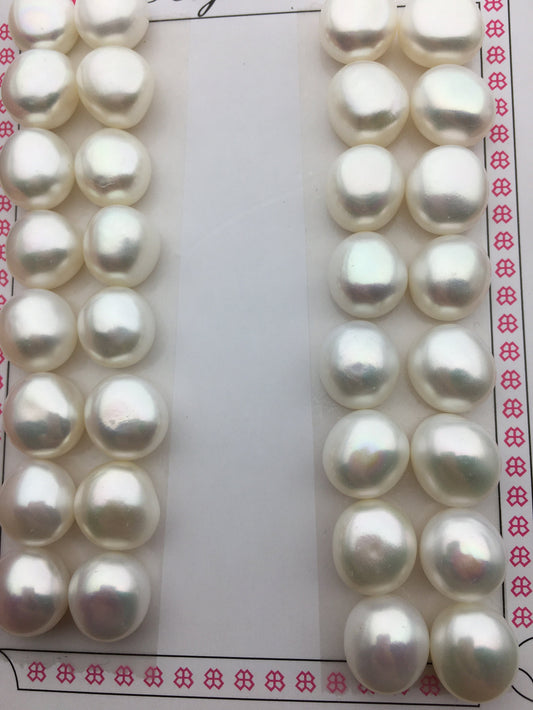 Rare!AAA 10.5-11mm White baroque button freshwater pearls,white nugget pearl pairs,pearl earring,pearl stud,BTN10-3A-2
