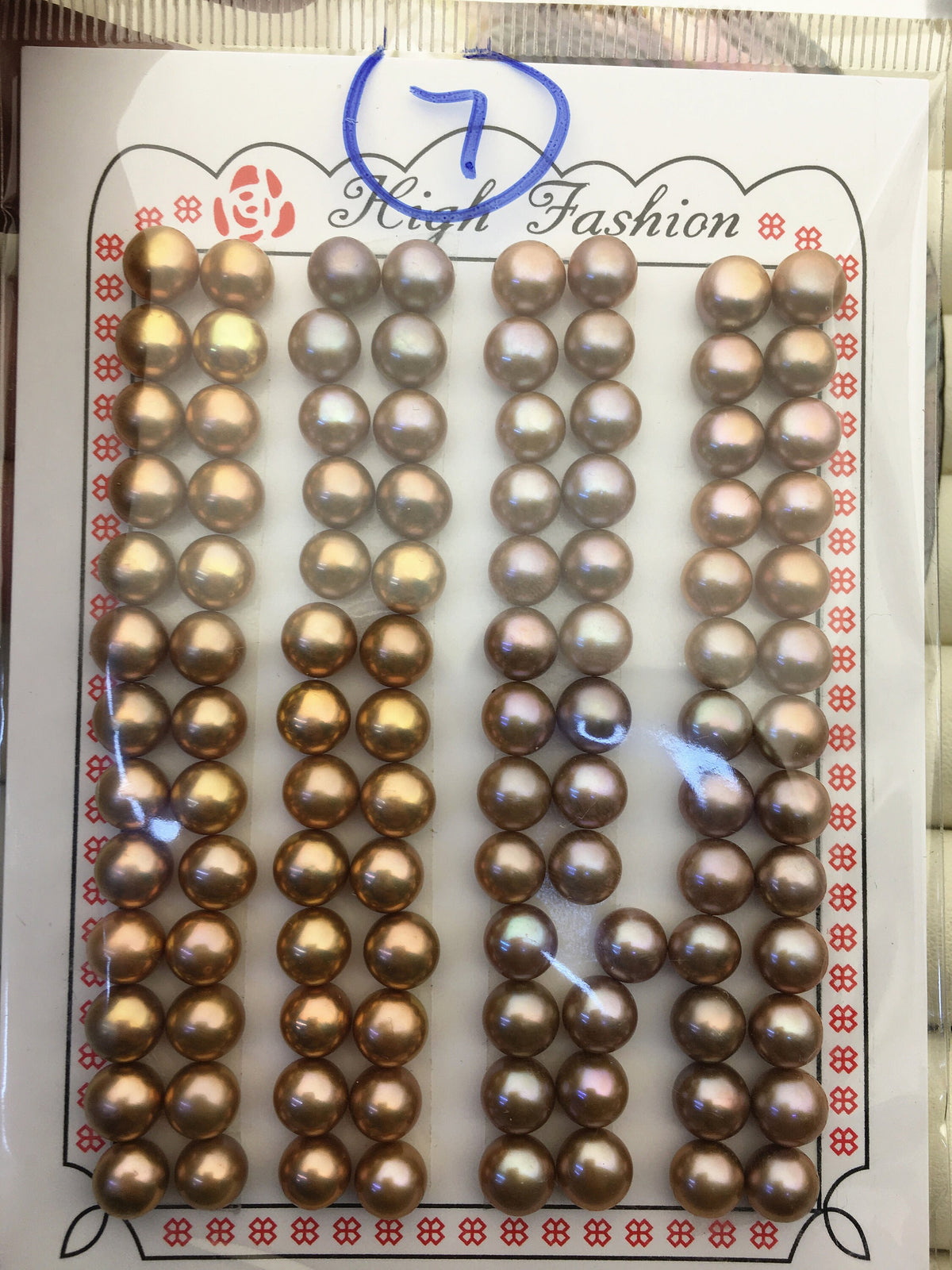 52pairs AAA 6.5-7mm Brown Button Round pearls pairs,for design for stud earrings,BTN6-T2