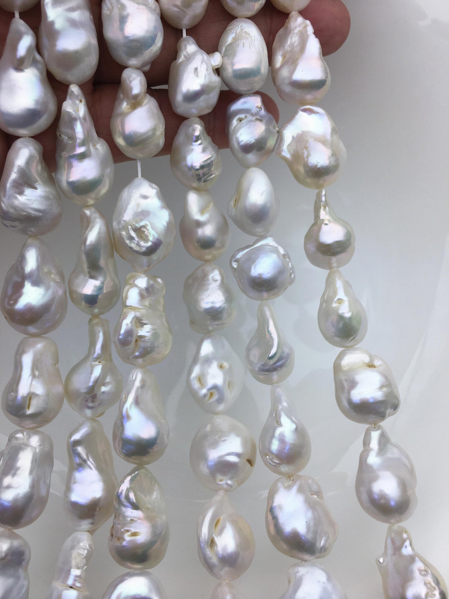 15.5'' A+ 13-17mm white flame ball pearl,FL15-2A-5-85