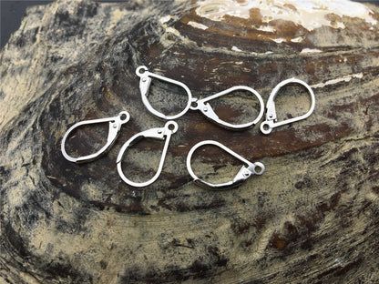 925 sterling silver ear hook with loop, leverback earrings hooks, Euro earwires, hooks findings , DIY earrings jewelry,ASL-ER-011