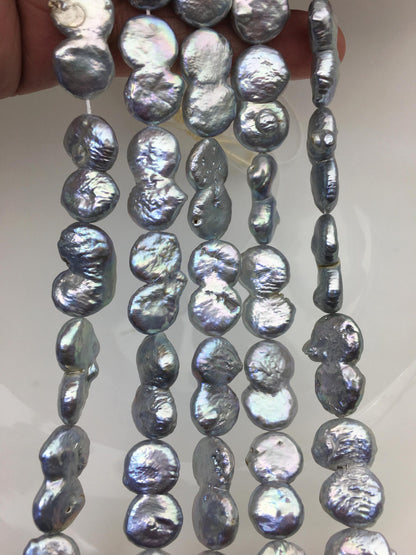 AA 11-13mm Gray Coin freshwater pearls,diy bead,flat round pearl bead,COIN12-T1