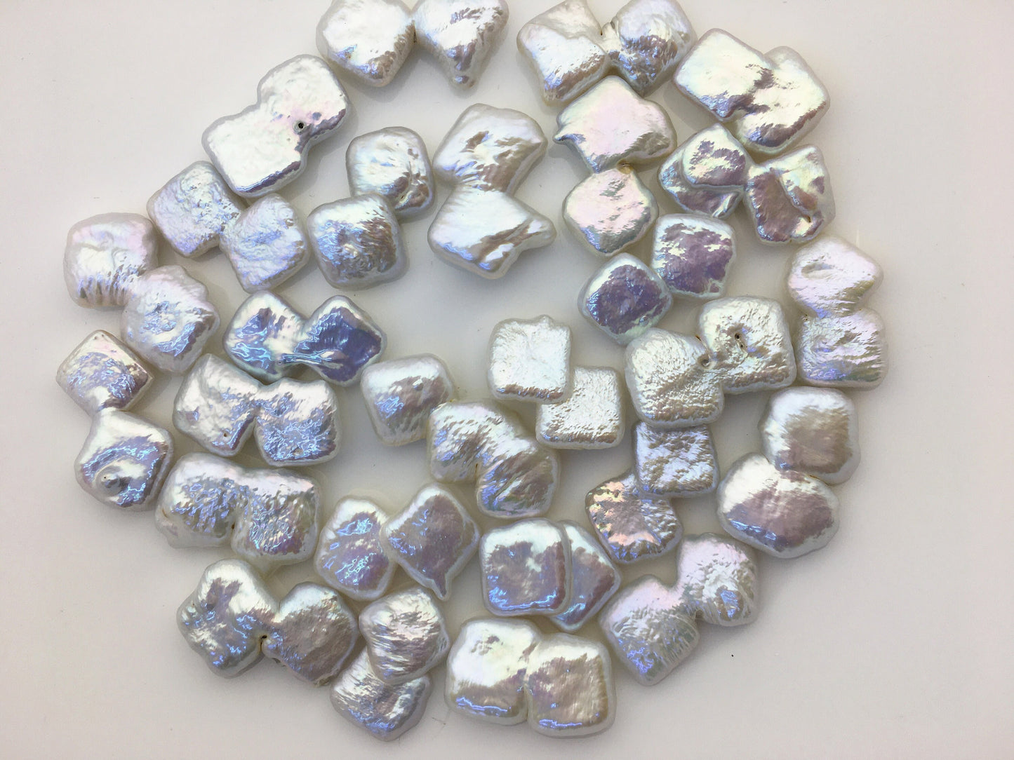 10pcs AA+ 11-12mm white twins block Pearls,no hole,ZS-102-7