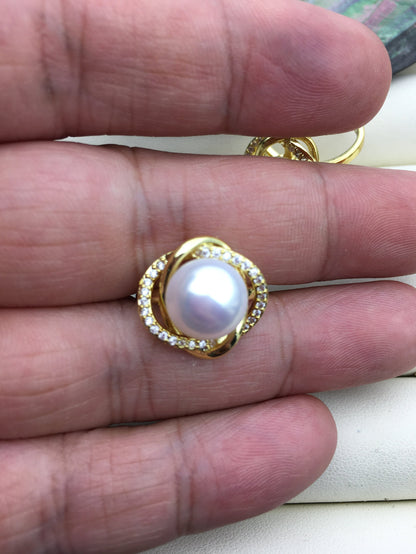 2pcs AAA big white pearl Flowerring,wedding rings for women,eternity ring,R1-T4