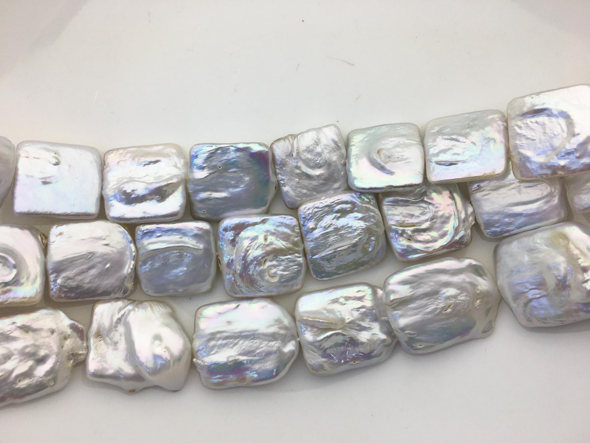 AA 16-21mm Big White Rectangle Freshwater Pearl,one full strand,wholesale Full Strand,ZS-119-11