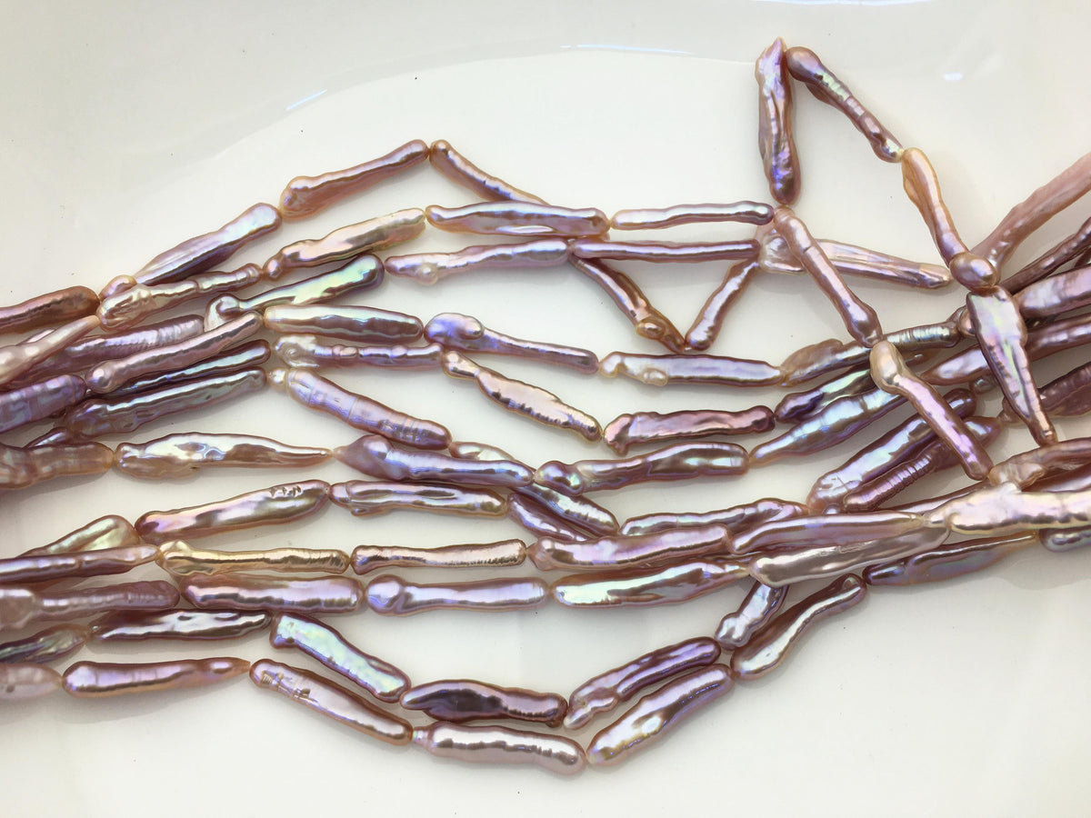 15.5'' AAA 4-7mm natural purple rainbow Toothpick pearls,ZS-80-25-10