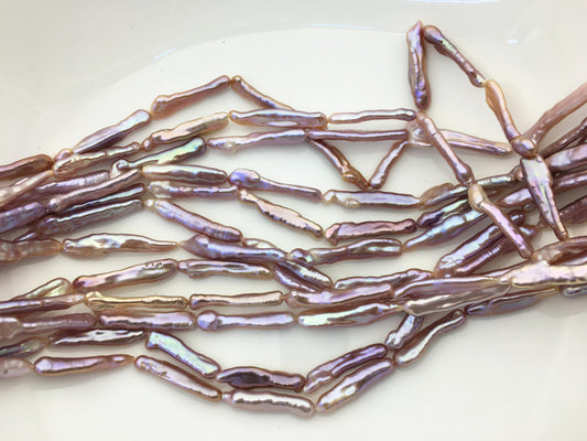 15.5'' AAA 4-7mm natural purple rainbow Toothpick pearls,ZS-80-25-10