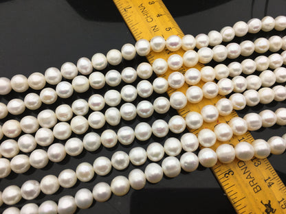 AA 7.4-8.3mm white near round freshwater pearls,large hole,loose pearl beads material ,gift for her necklace,Cultured pearl,RP8-2AY-BDc-3