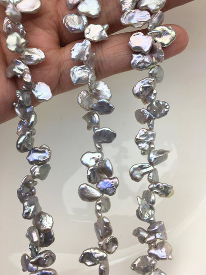 AAA 7.5-8mm gray keshi Freshwater Pearls,two-eight top drill hole,ZS-129-72