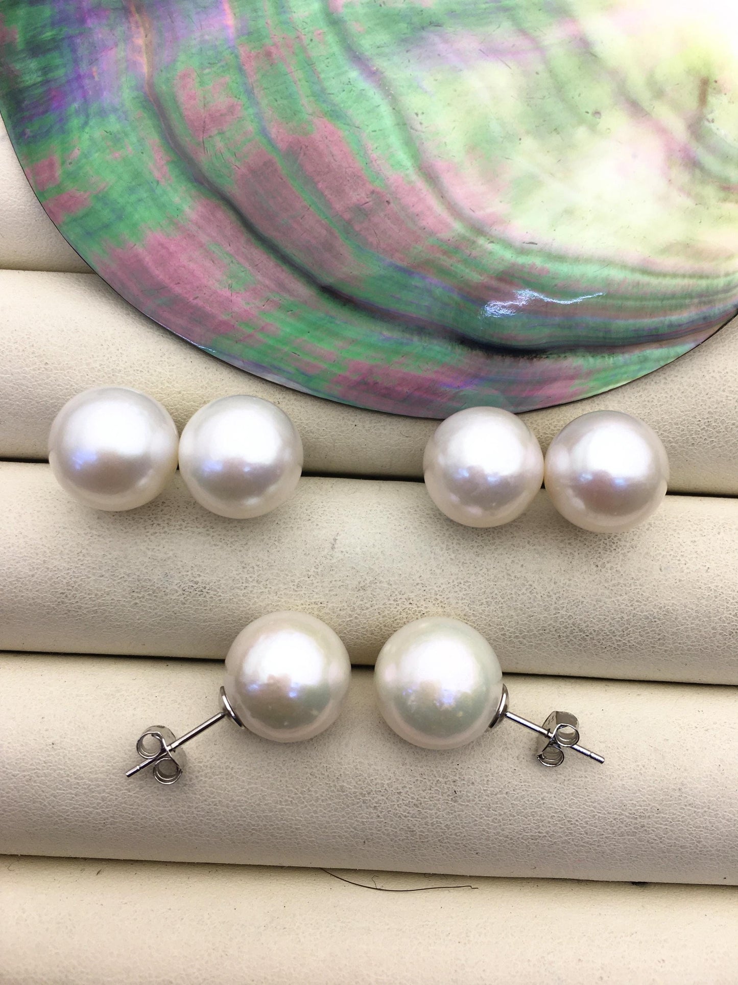 AA+ 12-13mm big white round edison pearl stud earrings,SE3-T9-27