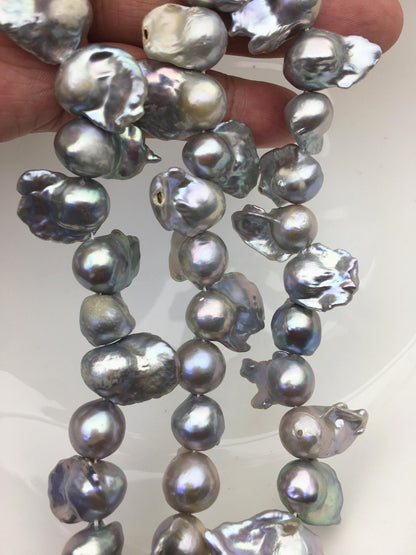 15.5'' A 12-15mm gray flame ball pearl,FL15-2A-5-57